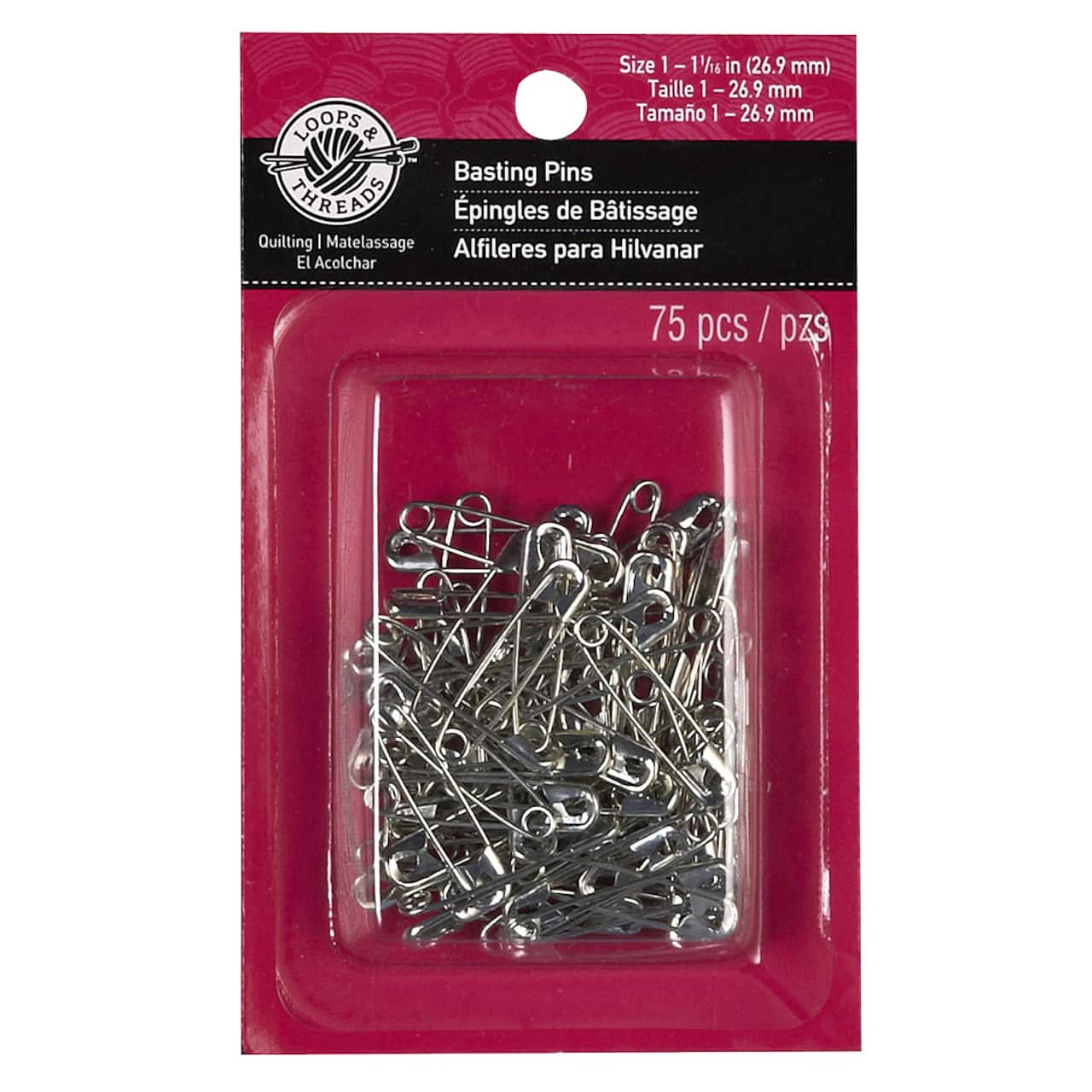 12 Packs: 75 ct. (900 total) 1 1/16" Basting Pins by Loops & Threads™